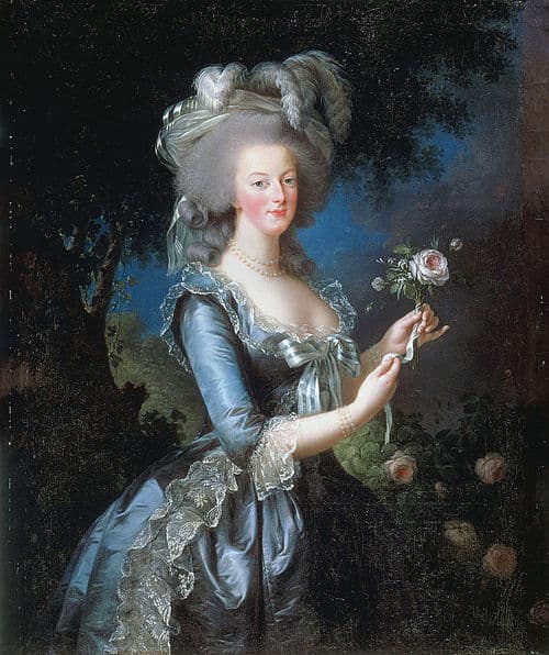 『バラを持つマリー・アントワネット』(1783年)エリザベート=ルイーズ・ヴィジェ=ルブラン作